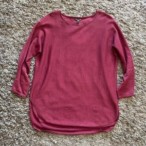 Eileen Fisher Women's  Small Rounded Hem Maroon Sweater 100% Merino Wool